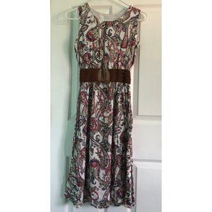 Women's Small Mandala Print Dress W/ Belt